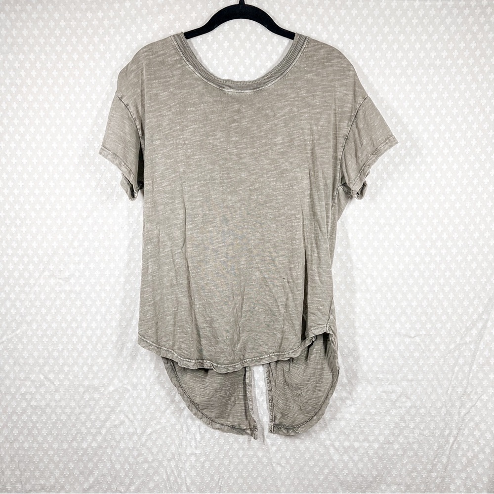 Anthropologie Pilcro Green Space Dye Tieโ Back Short Sleeve Top